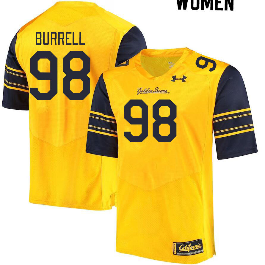 Women #98 Nate Burrell California Golden Bears College Football Jerseys Stitched Sale-Gold - Click Image to Close